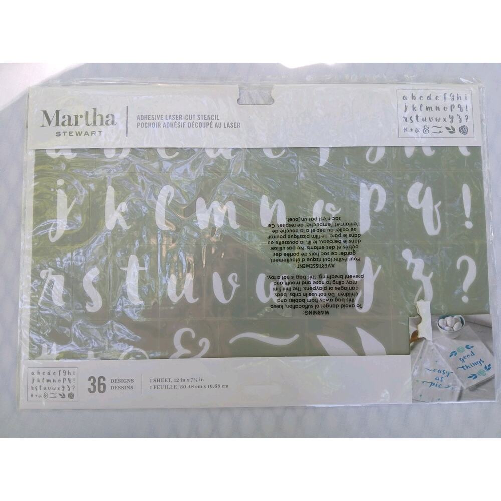 Martha Stewart Adhesive Laser Cut Stencil Alphabet Brush Style 12 X 7-3/4